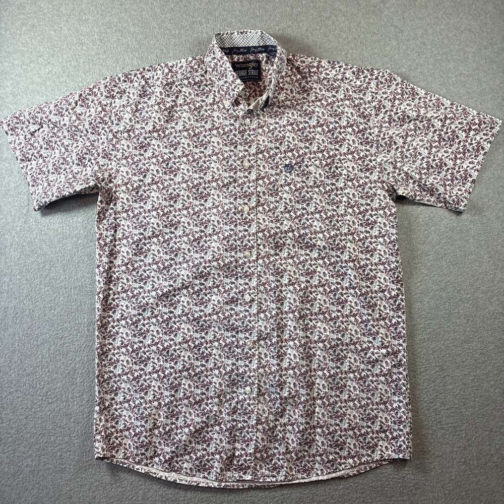 Wrangler George Straight Mens Sz LT Short Sleeve Button Down Paisley Print